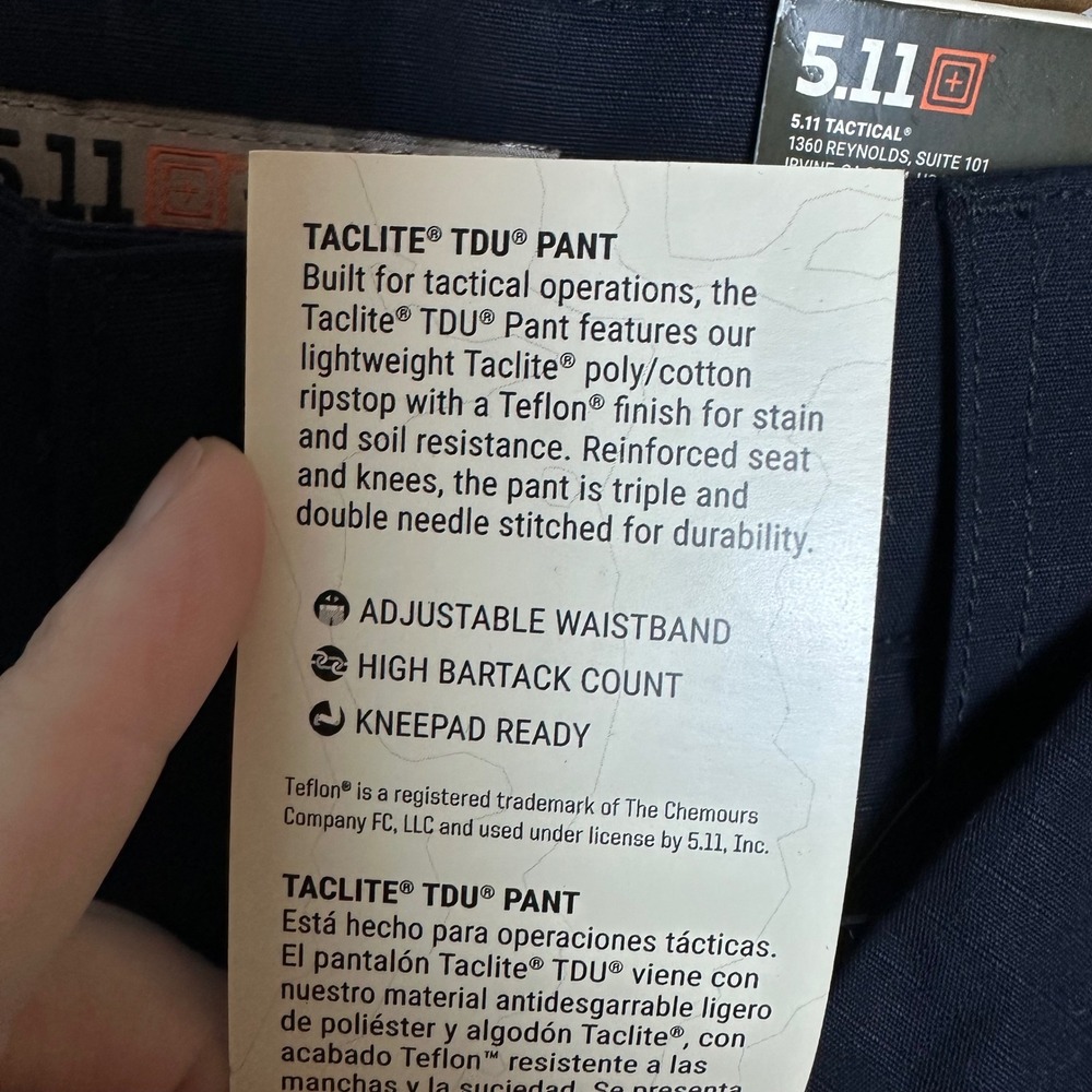 5.11 Tactical Taclite TDU Pant 74280 Mens XL Regular Dark Navy Ripstop Cargo New - Picture 7 of 16